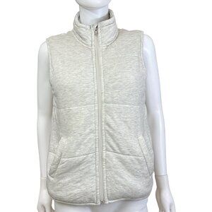 Thread & Supply Womens Medium Gray Zip-Up Sleeveless Puffer Vest Lightweight